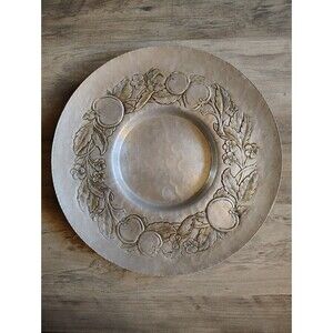 Vtg Hand Forged Everlast Metal Decorative Tray Charger Centerpiece Floral Fruit